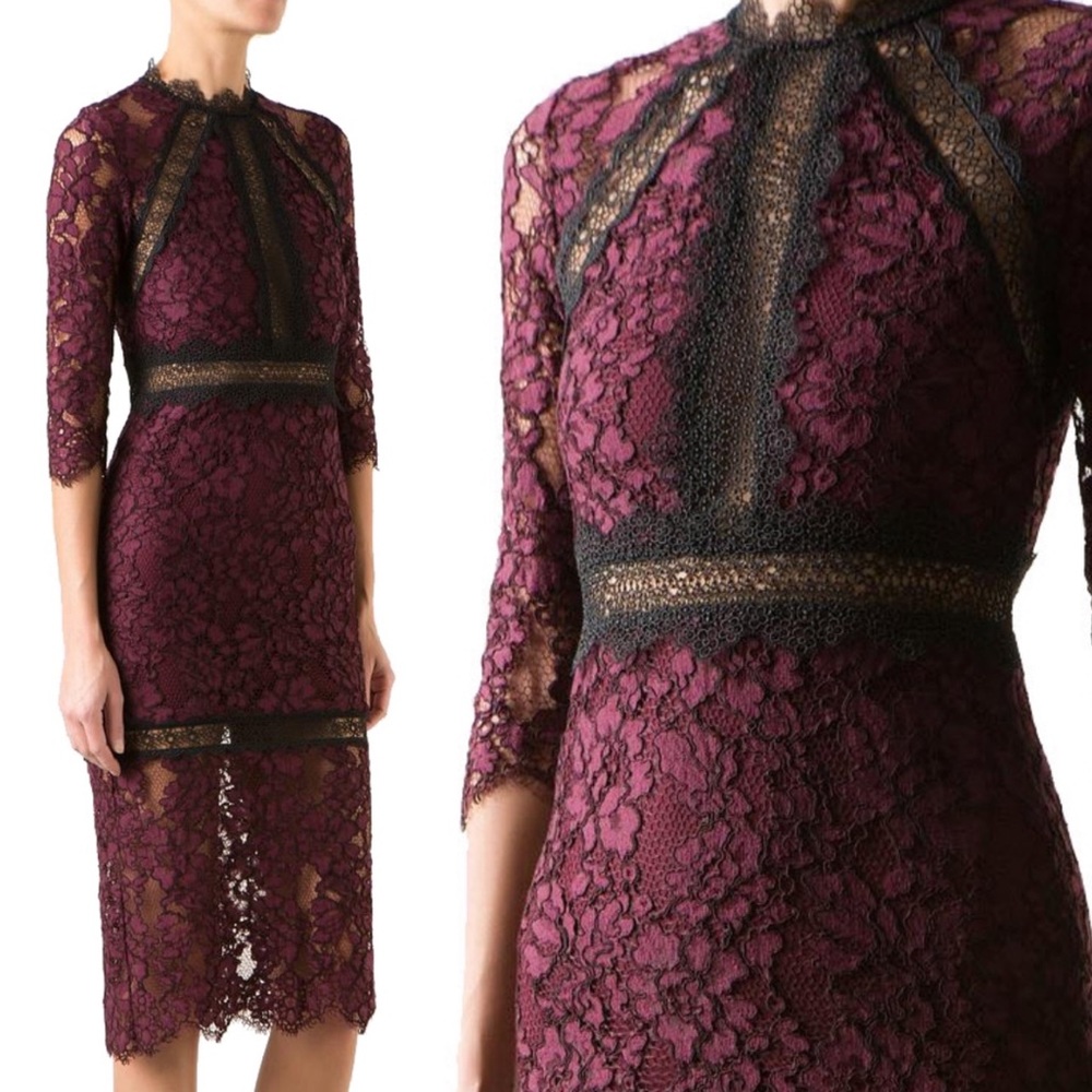 NWOT Alexis Marisa Lace Dress In Plum/ Burgundy